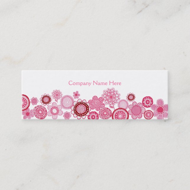 Carte De Visite Mini Pink Garden White Skinny Business Profile Card (Devant)