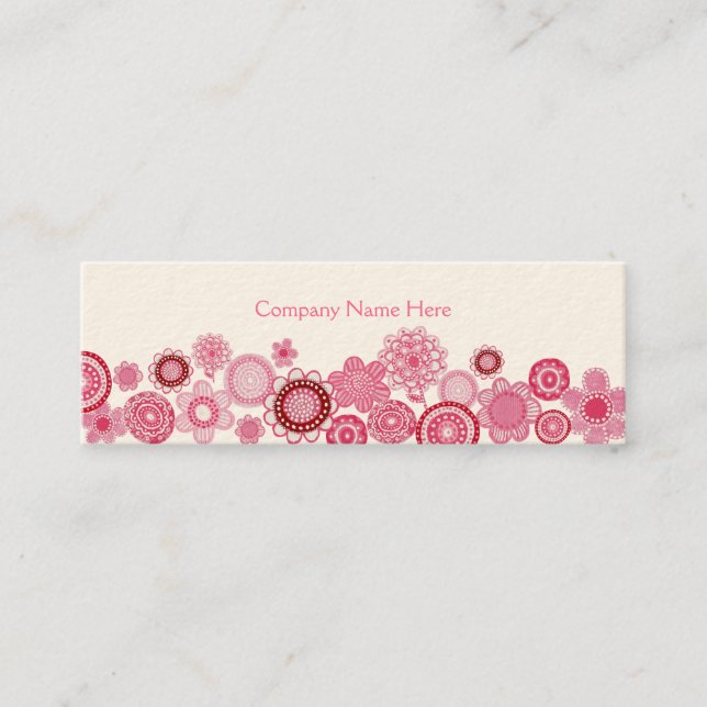Carte De Visite Mini Pink Garden White Skinny Business Profile Card (Devant)