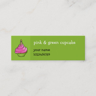 Carte De Visite Mini Pink & Green Cupcake vert petit
