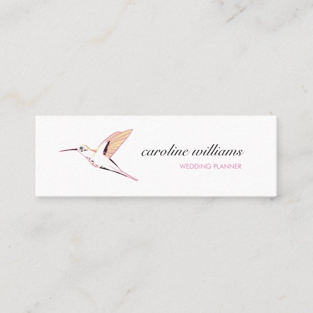 Carte De Visite Mini Pink yellow hummingbird illustration elegant chic (Devant)