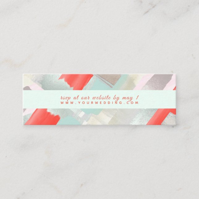 Carte De Visite Mini PixDezines aquarelle Seafoam Coral web RSVP (Devant)