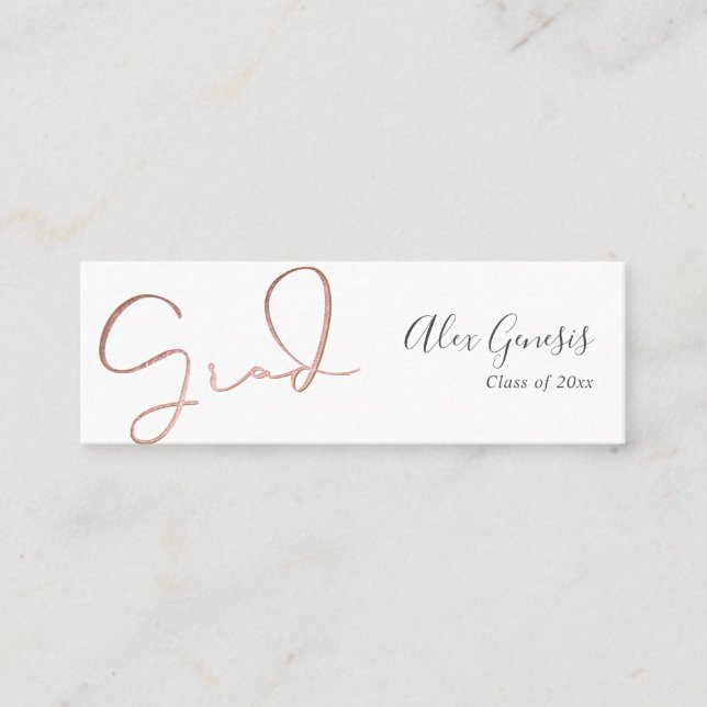 Carte De Visite Mini PixDezines Rose Gold Grad Name Card (Devant)