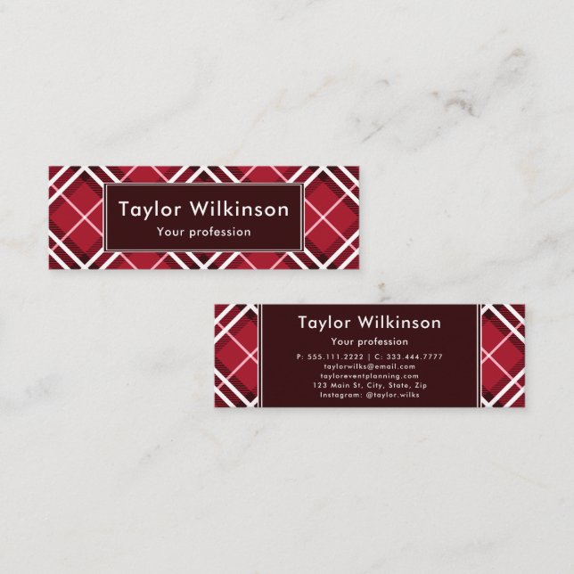 Carte De Visite Mini Plaid Rouge (Devant / Derrière)