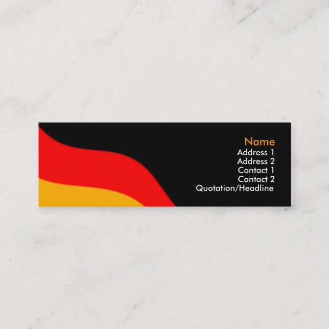 Carte De Visite Mini PlainBlackBusinessBack, GermanFlag, Name, Addre... (Devant)