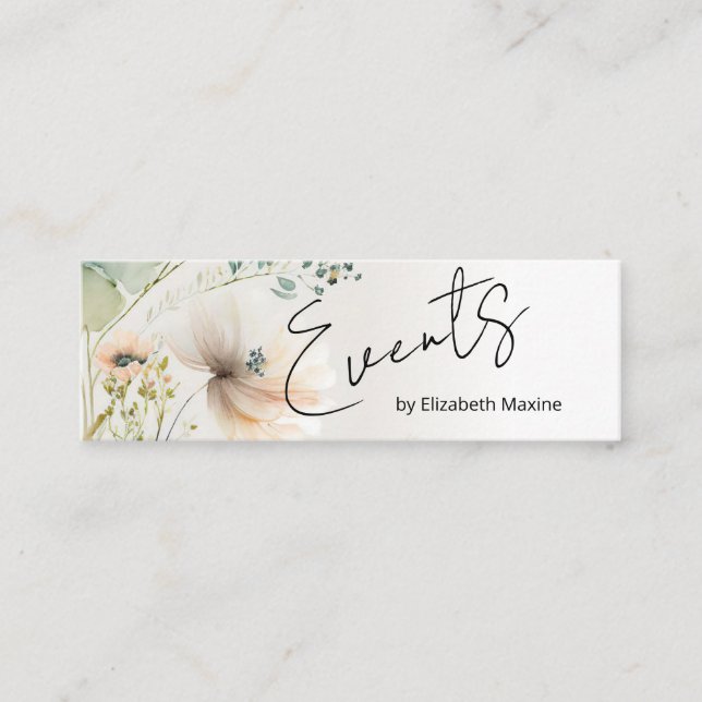 Carte De Visite Mini Planification d'événements Floral Boho Moderne (Devant)