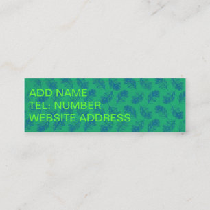 Carte De Visite Mini Plumes de paon bleu avec vert