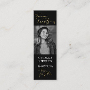 Carte De Visite Mini Poème commémoratif de script minimal noir et or