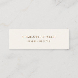 Carte De Visite Mini Police Cream Gold Serif Professionnel Mat deux côt
