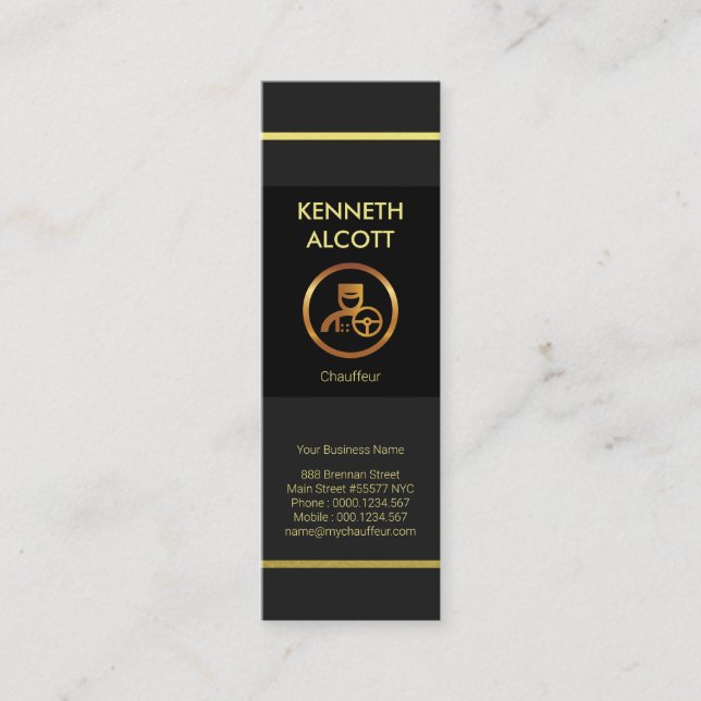 Carte De Visite Mini Prestigieuses Gold Lines Modern Chauffeur (Devant)