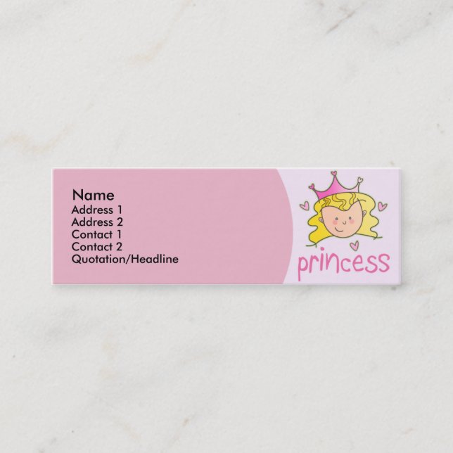 Carte De Visite Mini Princesse assez blonde Skinny Profile Cards (Devant)