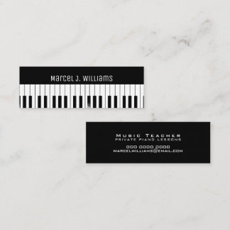 Carte De Visite Mini Private Piano Lessons Music Teacher Black