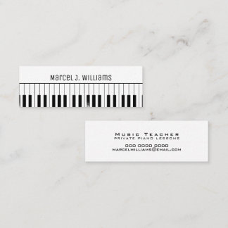 Carte De Visite Mini Private Piano Lessons Music Teacher white