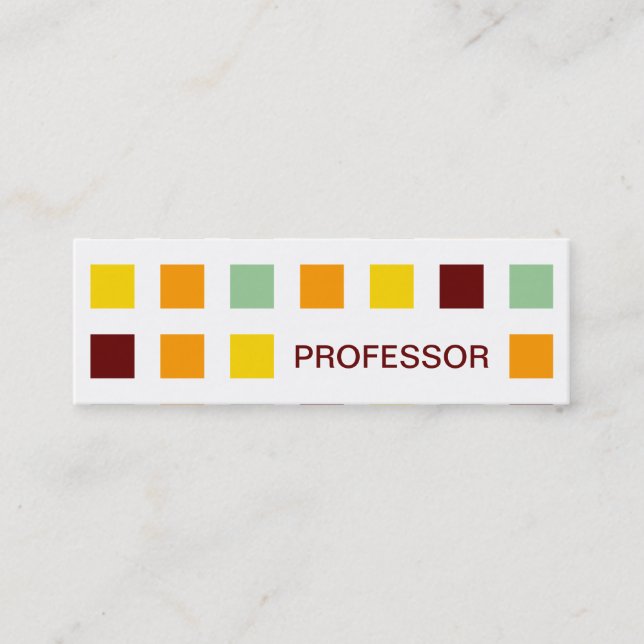 Carte De Visite Mini PROFESSEUR (carrés modernes) (Devant)
