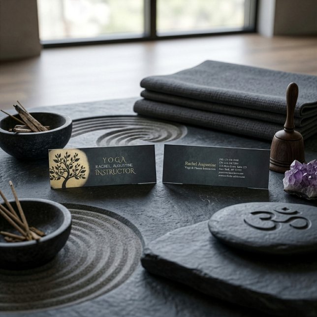 Carte De Visite Mini Professeur de méditation de studio de yoga Arbre n (Créateur téléchargé)