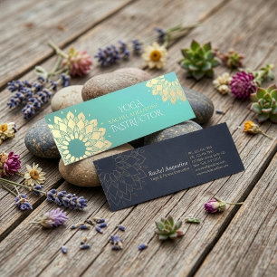 Carte De Visite Mini Professeur de méditation de studio de yoga Mandala