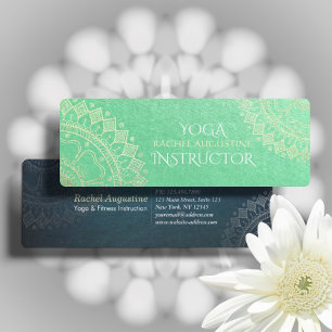 Carte De Visite Mini Professeur de méditation de yoga Mandala feuille d