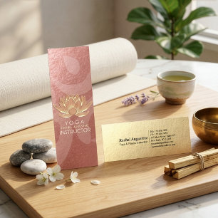 Carte De Visite Mini Professeur de Yoga de Méditation Reiki Lotus en Or