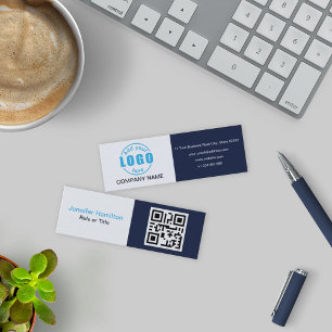 Carte De Visite Mini Professional Blue ajoutez votre logo QR
