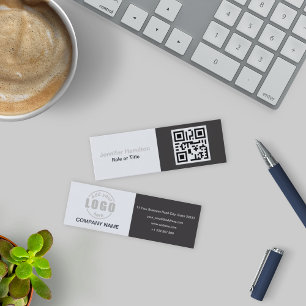 Carte De Visite Mini Professional Grey ajoutez votre logo QR Code