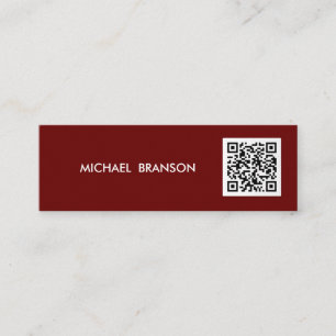 Carte De Visite Mini Professional Modern DARK RED Minimaliste QR CODE