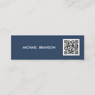 Carte De Visite Mini Professionnel bleu minimaliste QR CODE