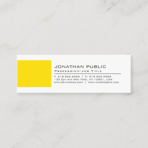 Carte De Visite Mini Professionnel Élégant Créatif Blanc Jaune Plaine