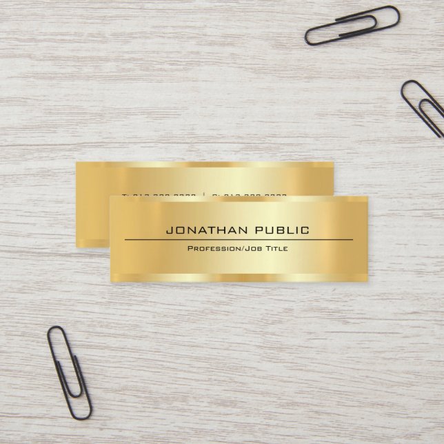 Carte De Visite Mini Professionnel Faux Or Moderne Élégant Simple (Devant/Arrière en situation)
