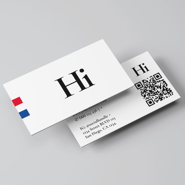 Carte De Visite Mini professionnel Hi Monogramme Rouge Blanc Bleu (Minimal Professional Hi Monogram Red White Blue Business Card
)