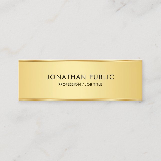 Carte De Visite Mini Professionnel Moderne Élégant Or Simple Modèle (Devant)