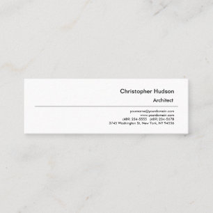 Carte De Visite Mini Professionnel Noir Blanc Simple Plain Architect