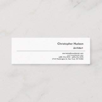 Carte De Visite Mini Professionnel Noir Blanc Simple Plain Architect