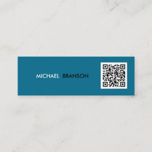 Carte De Visite Mini Professionnel TURQUOISE Noir minimaliste QR CODE