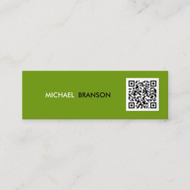 Carte De Visite Mini Professionnel Vert Vert Noir Minimal QR CODE (Devant)