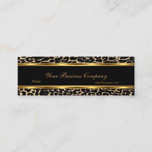 Carte De Visite Mini Profil Animal Gold Black Elegant Classy Skinny (Devant)