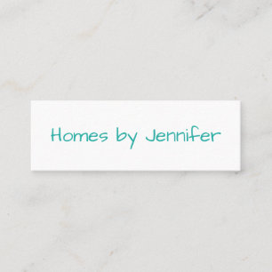 Carte De Visite Mini Profil Turquoise Minimaliste Moderne avec Écriture