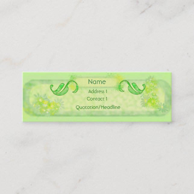 Carte De Visite Mini Profil vert/carte de visite de jardin (Devant)