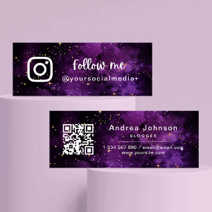 Carte De Visite Mini Purple Galaxy Éclairage Suivre les médias sociaux