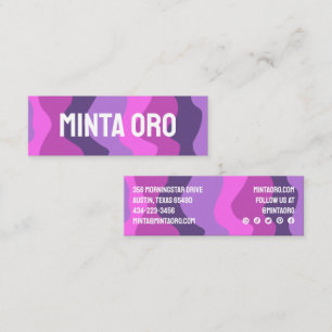 Carte De Visite Mini Purple rose fait main rayures avec des icônes soci