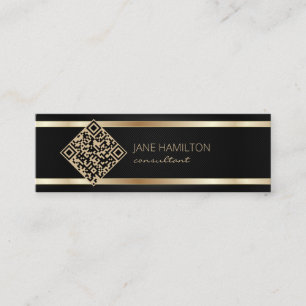 Carte De Visite Mini QR Code Gold Modern Consultant