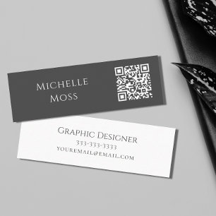 Carte De Visite Mini QR code Professional Moderne Minimaliste Gris