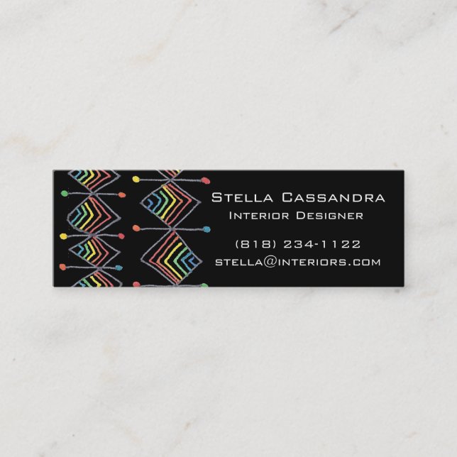Carte De Visite Mini Rainbow prisme diamants créatif géométrique noir (Devant)