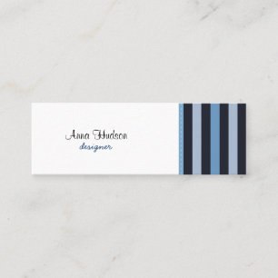 Carte De Visite Mini Rayures (lignes parallèles) - noir bleu