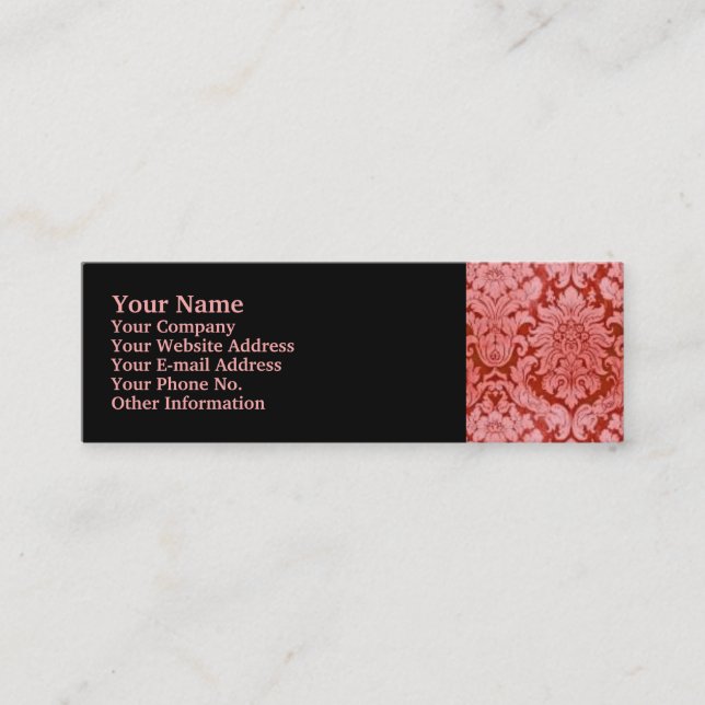 CARTE DE VISITE MINI RED DAMASK (Devant)