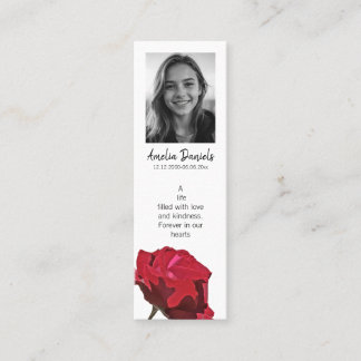 Carte De Visite Mini Red Rose Funeral Mini Bookmark Card