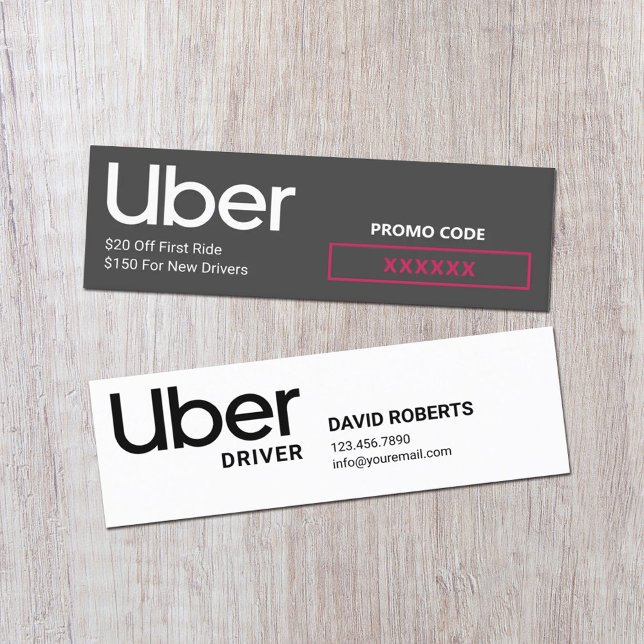 Carte De Visite Mini Référence du code de promo du pilote Uber (Créateur téléchargé)