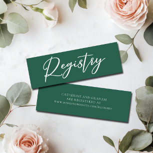 Carte De Visite Mini Registre des Mariages Emerald Green Typography