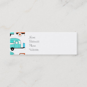 Carte De Visite Mini Remorque Camping Rétro Turquoise Orange Vintage Ca