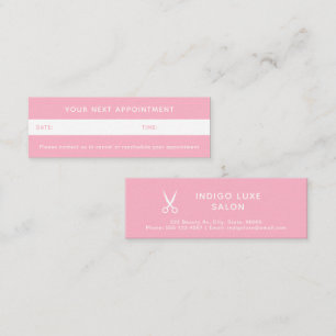 Carte De Visite Mini Rendez-vous au salon de coiffure Ciseaux rose