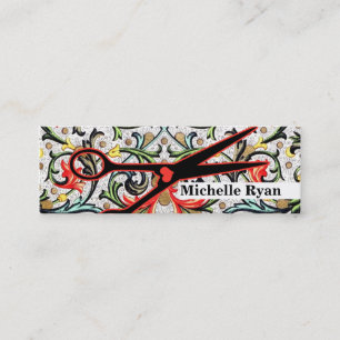 Carte De Visite Mini rétro coiffeur floral vintage mignon de ciseaux