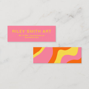 Carte De Visite Mini Retro les années 70 fille orange rose jaune Abstra